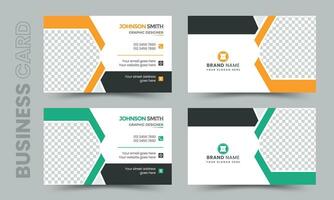 Corporate clean business card design template two color variation vector