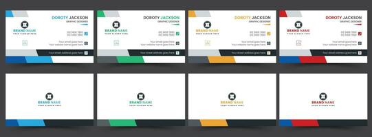 Simple corporate business card template design, four color variation vector