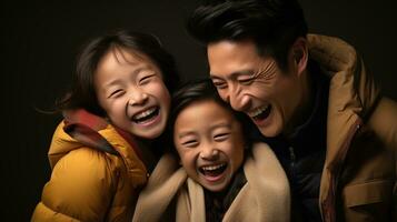 ai generado el familia capturas un momento de unión en un fotografía estudio. generativo ai foto