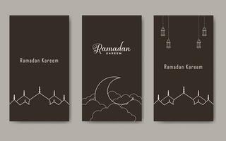 Ramadan bundle template line art vector