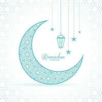 elegante Ramadán kareem decorativo Luna linternas saludo vector