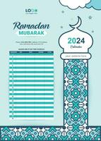 creativo moderno Ramadán calendario modelo para iftar calendario vector