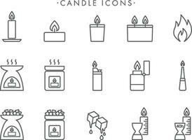 Candle and Wax Melts Line Icon Set vector