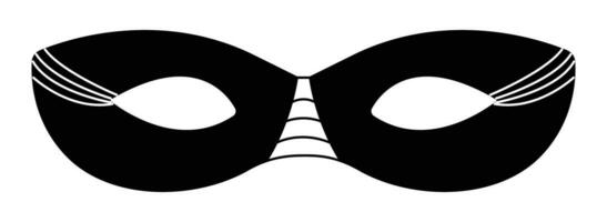 Black and white simple eye masquerade mask, vector simplified attribute of a carnival costume