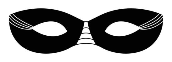 Black and white simple eye masquerade mask, vector simplified attribute of a carnival costume