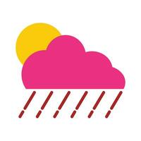 Rainy weather flat icon. Weather symbol. Meteorology sign. Flat color design. Vector illustration. Graph symbol for travel and tourism web site and apps design, logo, app, UI