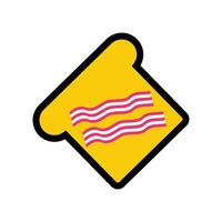 White bread icon in yellow with bacon Bacon. Flat Vector illustration. Yellow sign. Illustration For Personal and Commercial Use. Clean Look Trendy Icon. Food icon element symbol