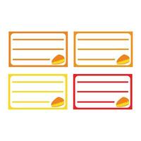 Set of 4 colorful card templates. Template for your design. Identity sticker vector illustration. Label name sticker design, with food and cute bright colors