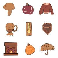 children drawing elements collection for fall season vector