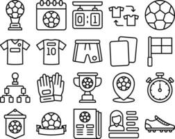 Football Equipment Icon Collection Set. vector