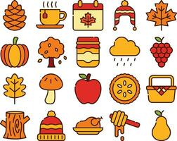 conjunto de otoño iconos vector ilustración.