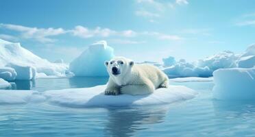 AI generated polar bear in the ice floe polar bear photo