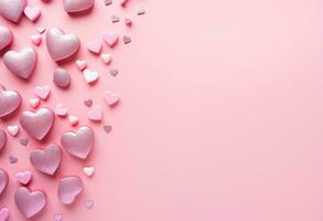 AI generated there are many pink hearts scattered on a pink background photo