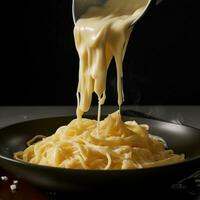 AI generated the spaghetti is being poured into a spoon photo