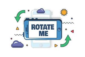 Rotate Me Smartphone Turning Concept Instruction vector