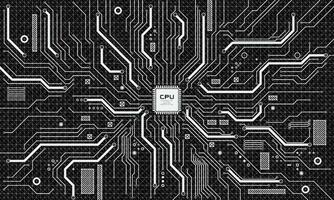 Abstract Technology Circuit board background. Futuristic chip processor code on black technology background, vector illustration