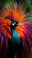 AI generated A close-up shot of a flamboyant bird of paradise photo