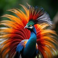 AI generated A close-up shot of a flamboyant bird of paradise photo