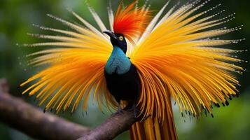 AI generated A close-up shot of a flamboyant bird of paradise photo