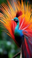 AI generated A close-up shot of a flamboyant bird of paradise photo