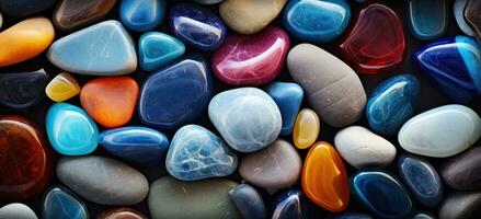 AI generated a bunch of colorful stones are arranged in a large pile photo