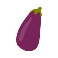 Eggplant hand drawn colored isolated icon, Scalable print ready vector illustration in trendy flat style design.