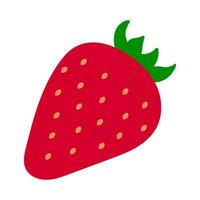 Fresh strawberry fruit isolated on white background, flat design vector illustration.