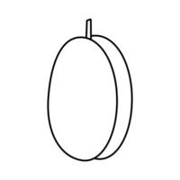 Plum fruit black outline contour isolated on white background, flat design vector illustration.