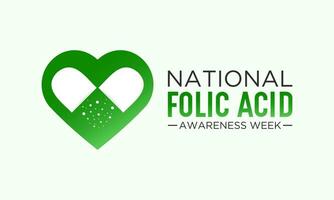 National Folic Acid Awareness Week. January is National Folic Acid Awareness Week. Vector template for banner, greeting card, poster with background. Vector illustration.