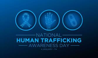 National Human Trafficking Awareness Day is observed every year on january 11. Vector illustration on the theme of Human Trafficking Day. Template for banner, greeting card, poster with background.