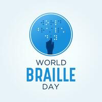 mundo braille día es celebrado cada año en enero 4. vector ilustración en el tema de mundo braille día. modelo para bandera, saludo tarjeta, póster con antecedentes.