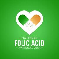 National Folic Acid Awareness Week. January is National Folic Acid Awareness Week. Vector template for banner, greeting card, poster with background. Vector illustration.