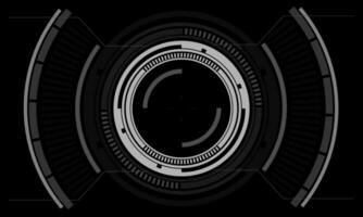 HUD sci-fi circle interface screen view white geometric design virtual reality futuristic technology creative display on black vector