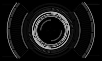 HUD sci-fi circle interface screen view white geometric design virtual reality futuristic technology creative display on black vector