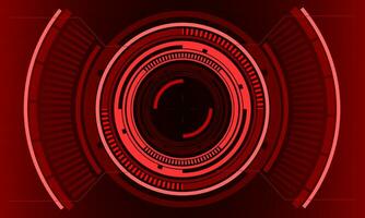 HUD sci-fi circle interface screen view white geometric design virtual reality futuristic technology creative display on red vector