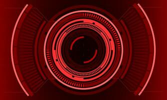 HUD sci-fi circle interface screen view white geometric design virtual reality futuristic technology creative display on red vector