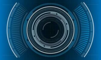 HUD sci-fi circle interface screen view white geometric design virtual reality futuristic technology creative display on blue vector