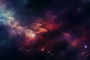 ai generado vibrante espacio antecedentes con arremolinándose nebulosas, estrellas, y un cósmico extensión para texto foto
