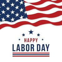 Happy Labor Day Vector greeting card or invitation card. Illustration of an American national holiday with a US flag.