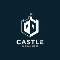 Vector illustration of castle logo design emblem, palace logo, fortress logo, Vector Illustration