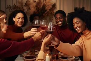 AI generated parents enjoying dinner dinner with family photo