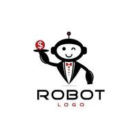 Cute Robot Logo Template Design vector