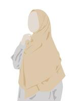 Flat illustration of muslim woman wears raffia hijab vector