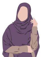 plano ilustración de musulmán mujer usa hijab vector