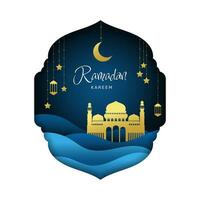 Ramadan kareem paper art illustration. - Vector. vector