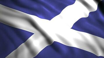 hermosa lona de bandera de país. movimiento. 3d antecedentes con bandera ondulación en viento. 3d animación de Moviente textil bandera de Escocia foto
