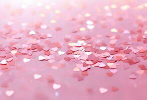 AI generated heart pink stars confetti on an iridescent pink background photo