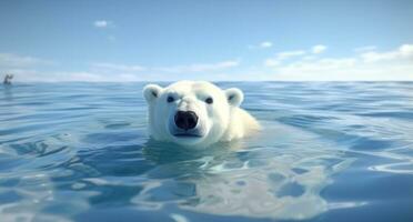 ai generado polar oso en el hielo témpano de hielo polar oso foto