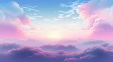 AI generated tuxedo pink sunrise scene above the skies with clouds background photo