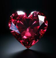 AI generated a heart shaped ruby diamond on a black background photo